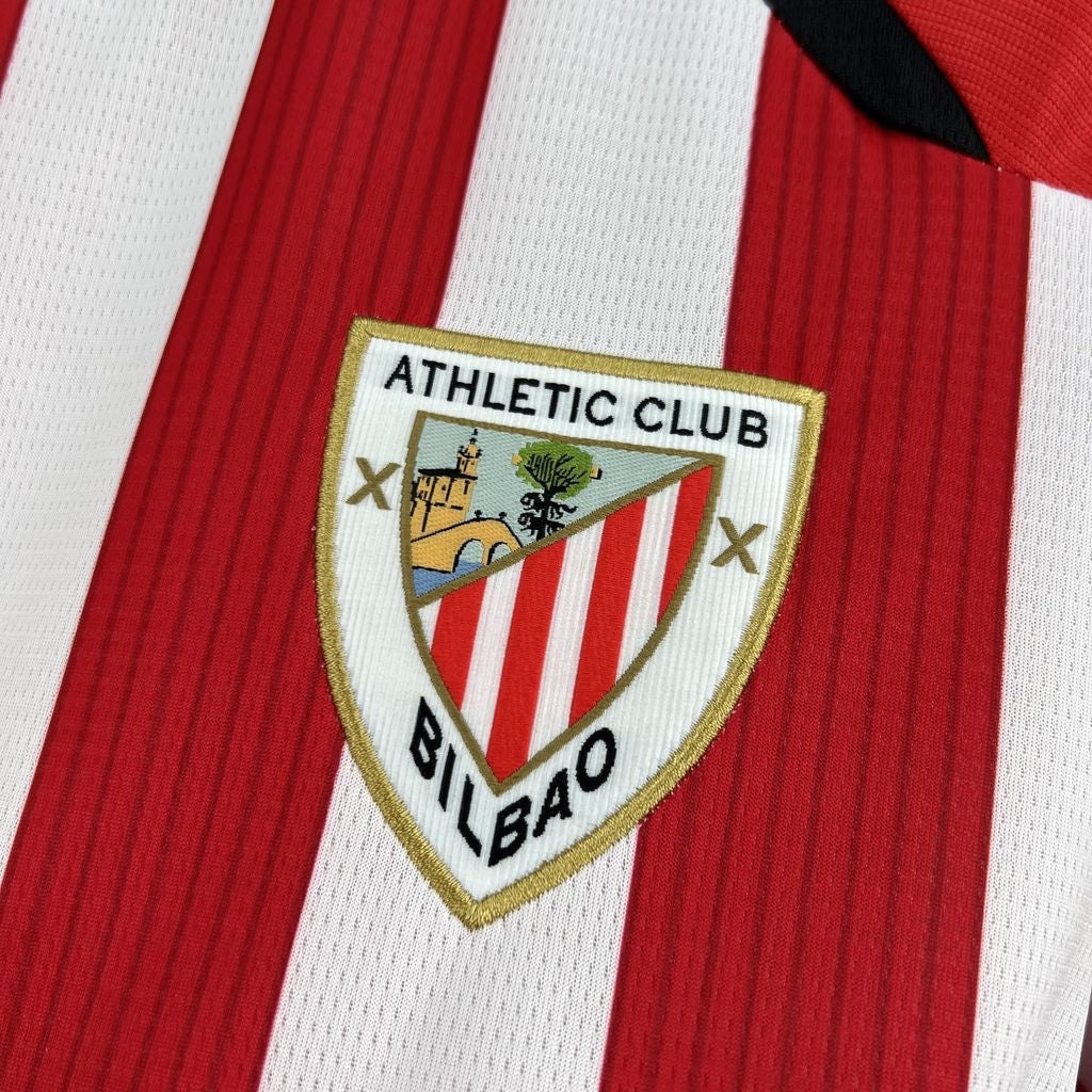 Leazofoot Athletic Bilbao 26/27 home jersey featuring iconic red and white vertical stripes and embroidered club crest
