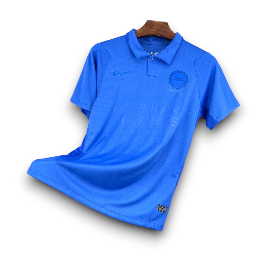Leazofoot Brighton 125th anniversary blue football jersey with polo collar and tonal team crest