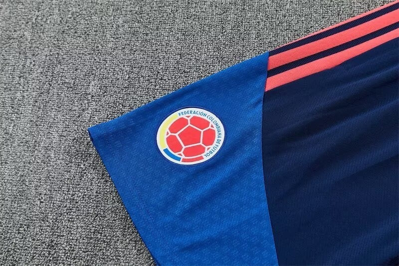 Leazofoot Colombia 2026 training jersey sleeve featuring the national football federation crest and orange stripes