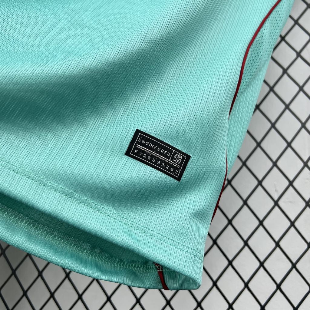 Leazofoot FC Barcelona 26/27 third jersey in mint green with performance fabric and authentic engineered tag detail.