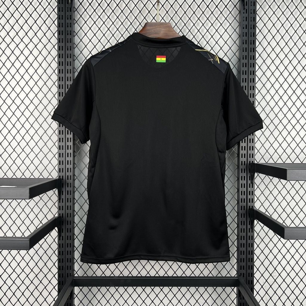 Leazofoot Ghana 2026 third football jersey in black with a small Ghana flag detail on the back neck.