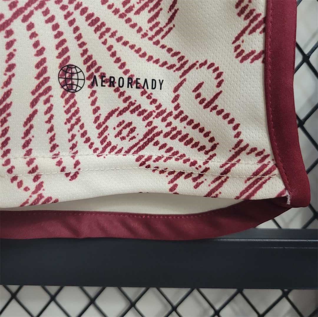 Leazofoot Mexico 24/25 special edition soccer jersey featuring cream fabric with maroon pattern and Aeroready tech.