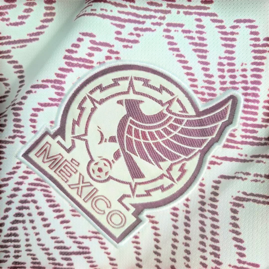 Leazofoot Mexico 24/25 special edition soccer jersey featuring a detailed embroidered eagle crest on white fabric.