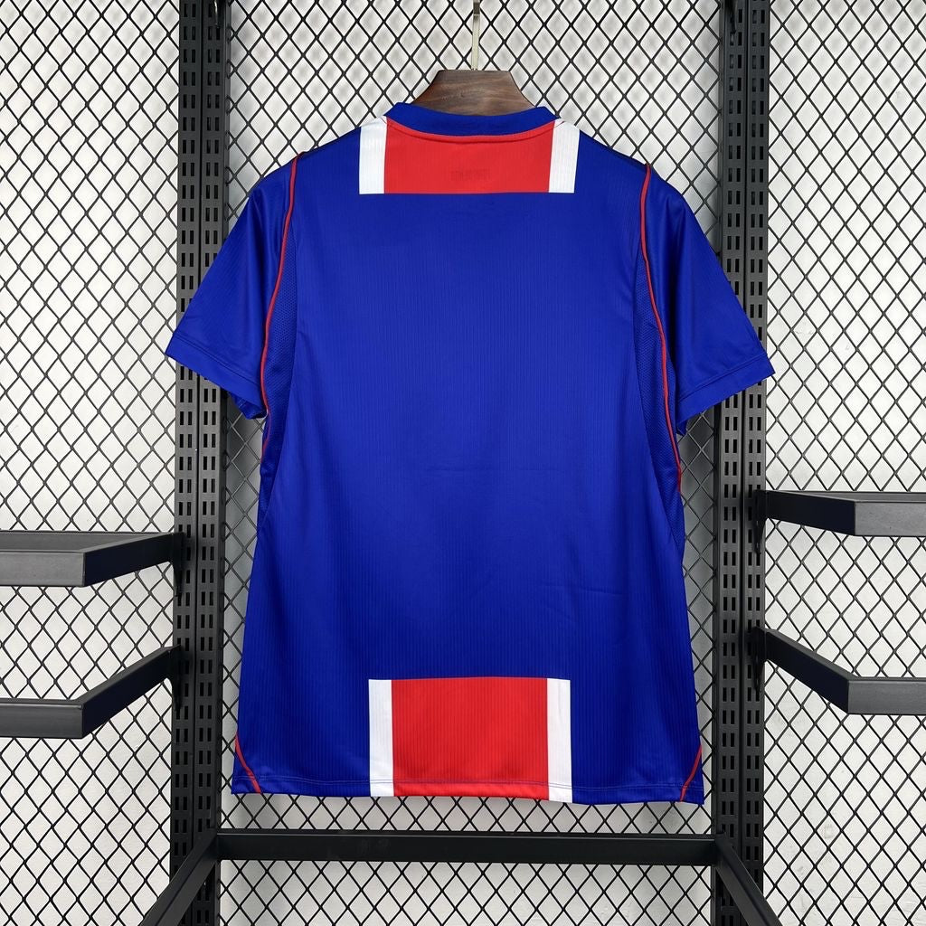 Back view of Leazofoot Paris Saint Germain 26/27 home jersey in blue with red and white block detailing.