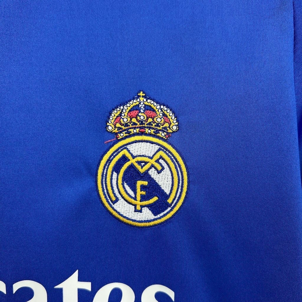 Leazofoot Real Madrid 25/26 third kit youth jersey in blue with embroidered club crest detail