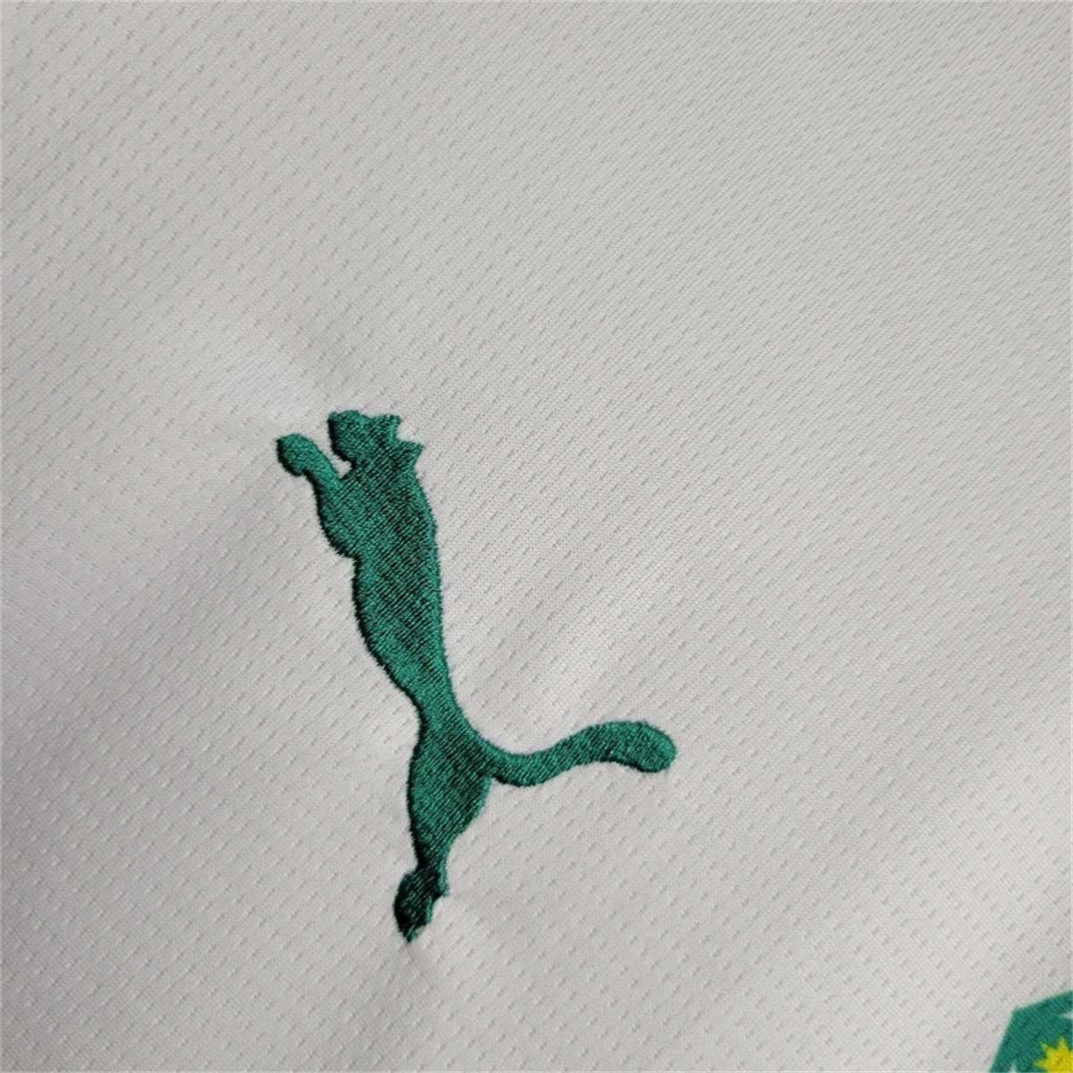 Leazofoot Senegal 24/25 home football jersey featuring a green embroidered Puma logo on white performance fabric
