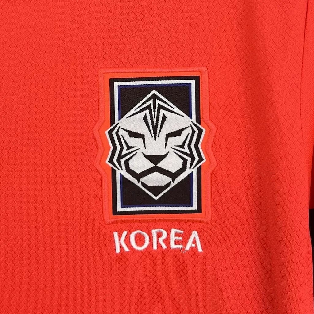 Leazofoot South Korea 2026 home jersey with embroidered tiger crest and KOREA text.