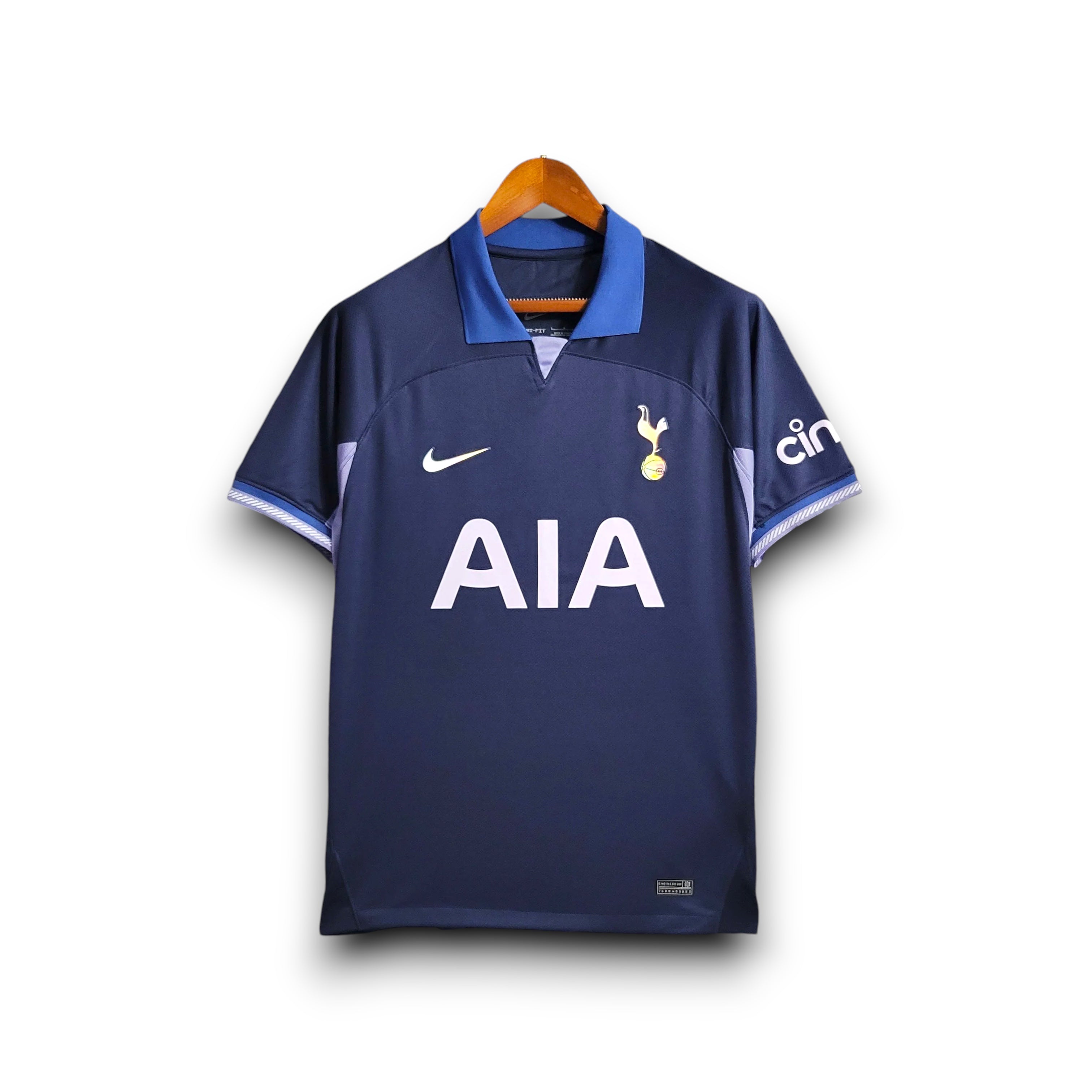 Leazofoot Tottenham Hotspur 23/24 men's navy blue short-sleeve football jersey with AIA logo.