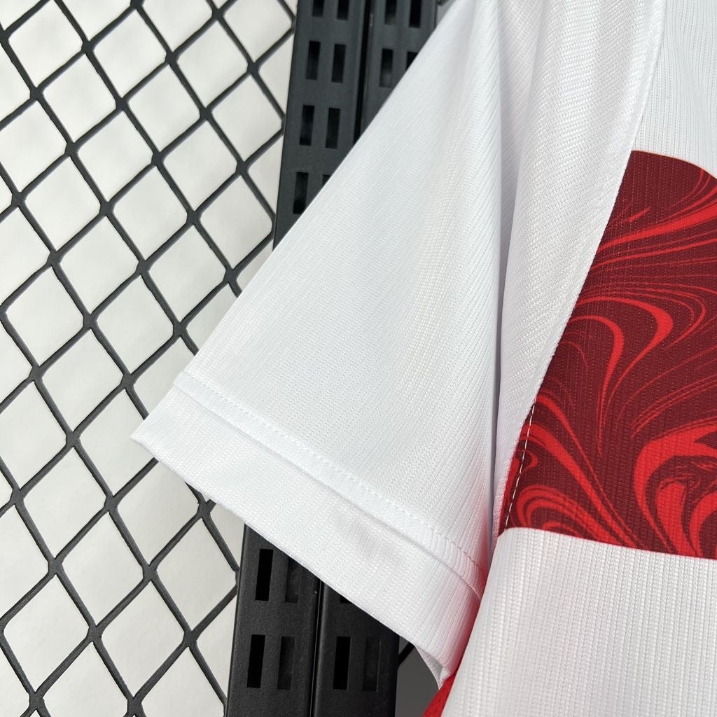 Leazofoot Turkey 2026 away football jersey in white with a red marbled graphic pattern on the fabric