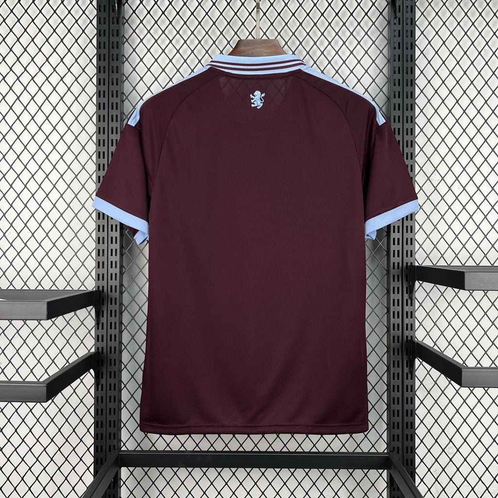 Leazofoot Aston Villa 26/27 home football jersey in claret and sky blue with a small lion emblem on the back neck.