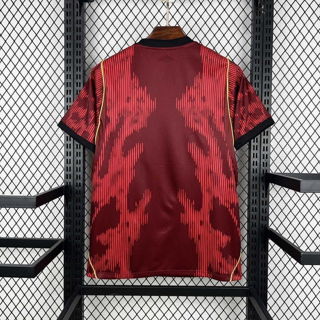 Leazofoot BRÉSIL 2026 goalkeeper jersey in dark red with a red graphic pattern and black trim.