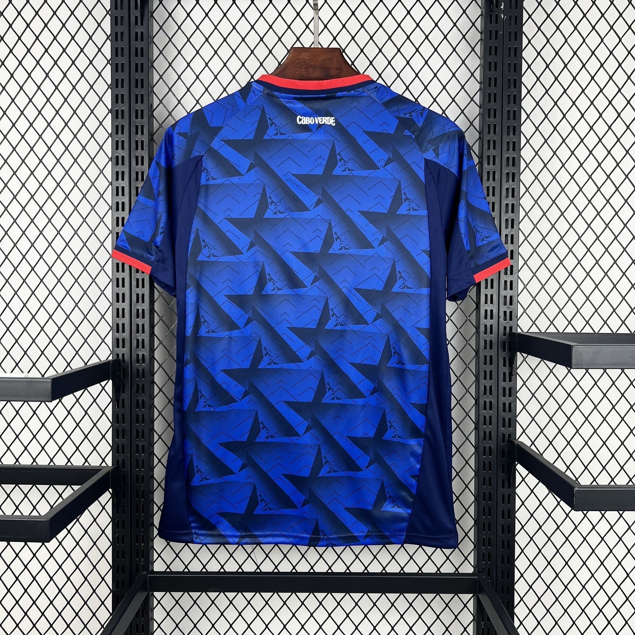 Leazofoot CAP-VERT - MAILLOT DOMICILE 2026 blue soccer jersey with star pattern and red trim