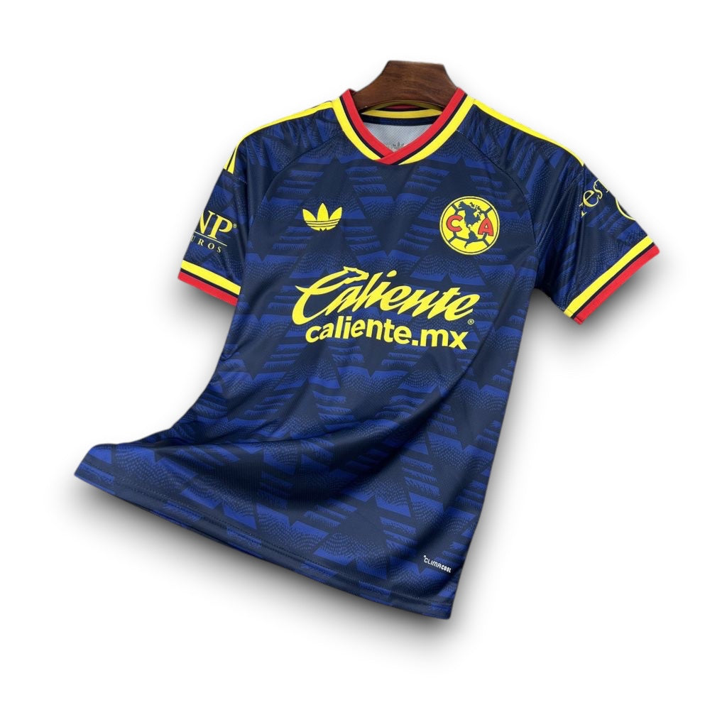 Leazofoot Club América 26/27 concept soccer jersey in navy blue with yellow and red accents and team crest