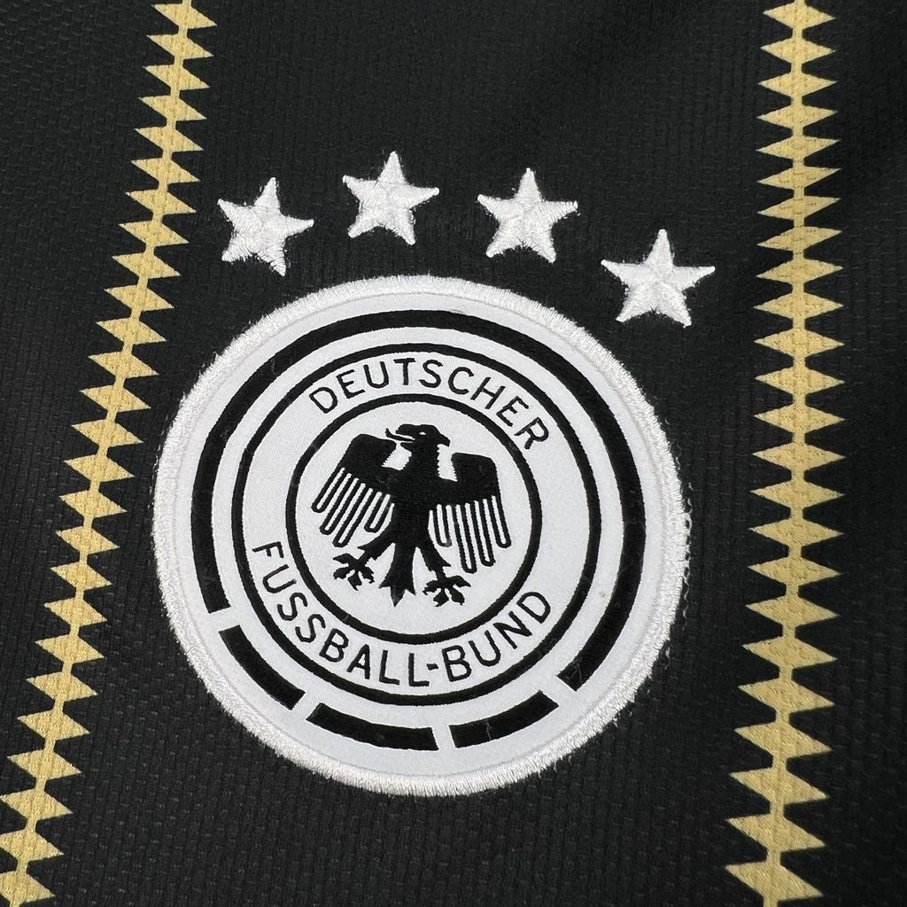 Leazofoot Germany 2026 third soccer jersey featuring the DFB crest with four stars on a black fabric background