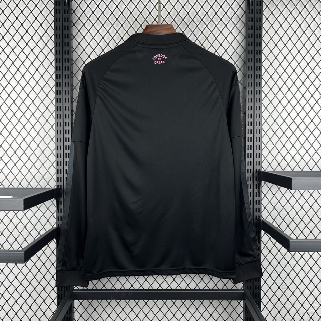 Leazofoot Inter Miami 26/27 long-sleeve away jersey in black with Freedom to Dream detail on the back neck
