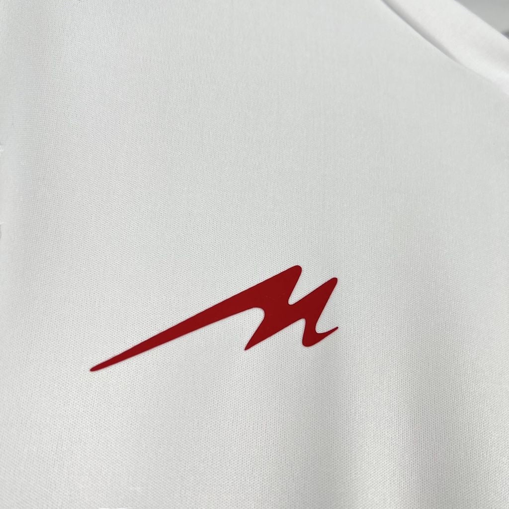 Leazofoot white Iran 2026 home soccer jersey featuring a red abstract logo detail on the chest.