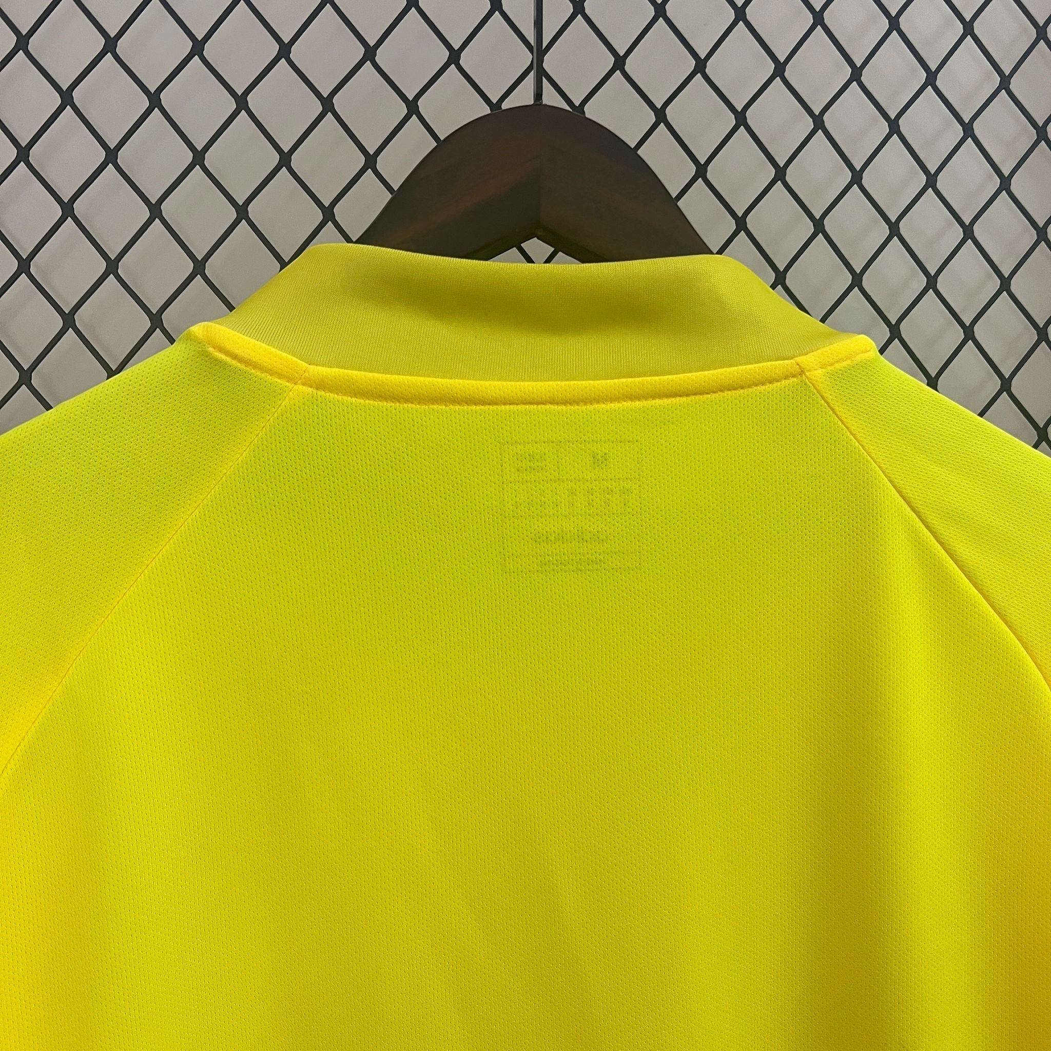 Leazofoot Mexico 2024 goalkeeper jersey in bright yellow with a crew neck collar and breathable performance fabric.