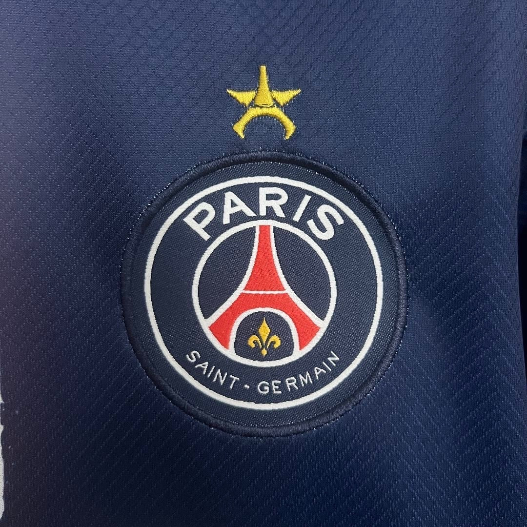 Leazofoot Paris Saint Germain 24/25 home jersey featuring an embroidered club crest and gold star detail.