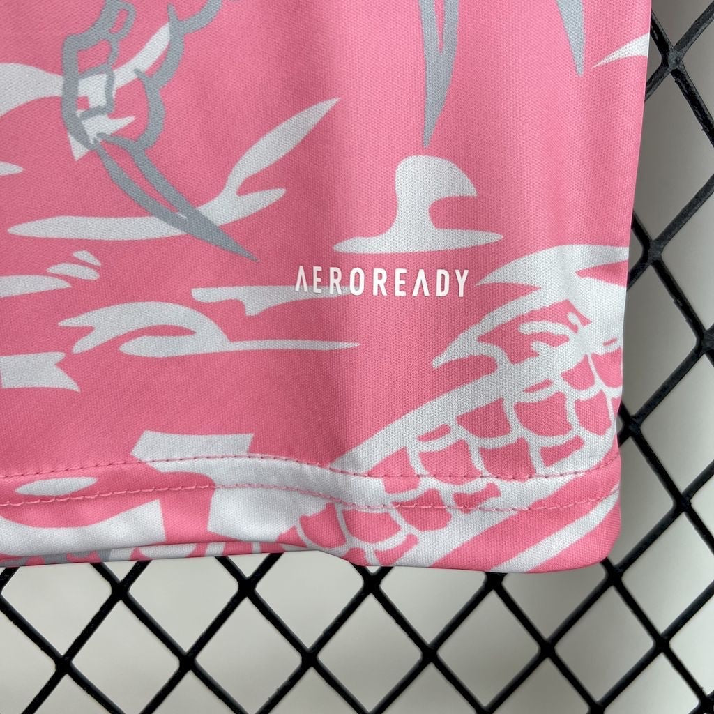 Leazofoot Real Madrid 24/25 kids concept jersey in pink and white with Aeroready moisture-wicking fabric detail