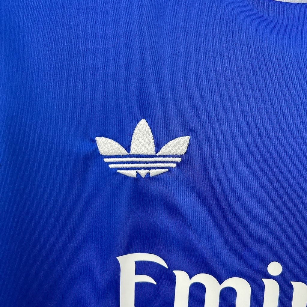 Leazofoot Real Madrid 25/26 third kit youth jersey in blue with white embroidered Adidas trefoil logo