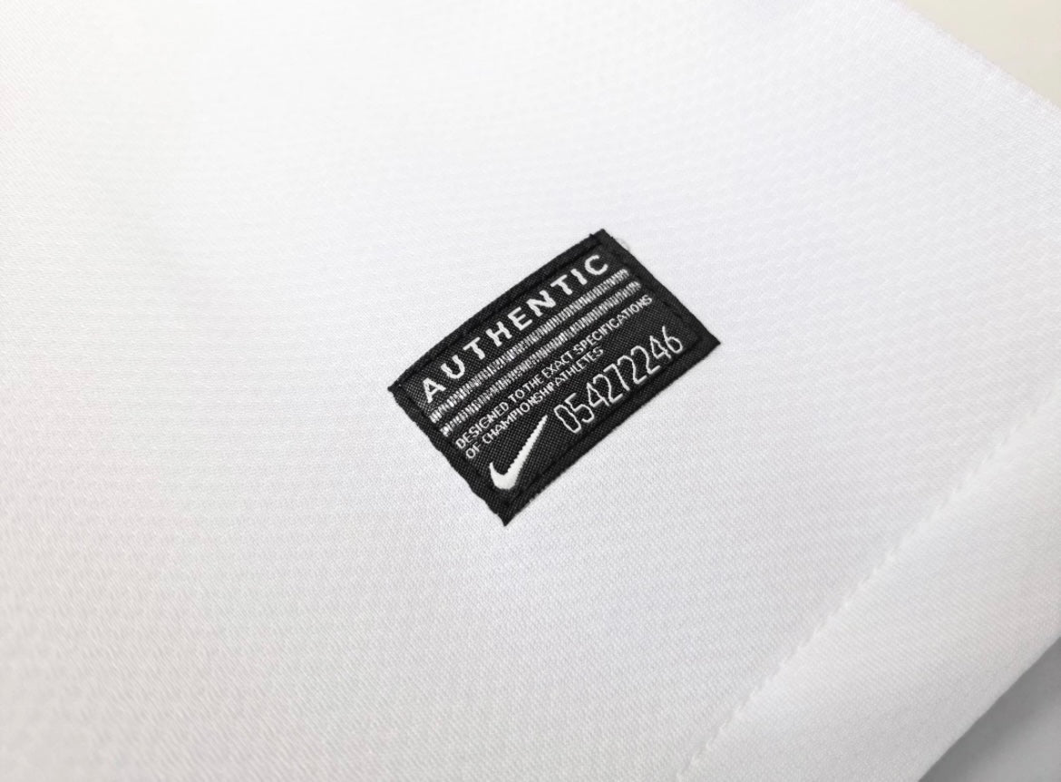 Leazofoot Santos 2012-2013 away jersey authentic black tag detail on white fabric