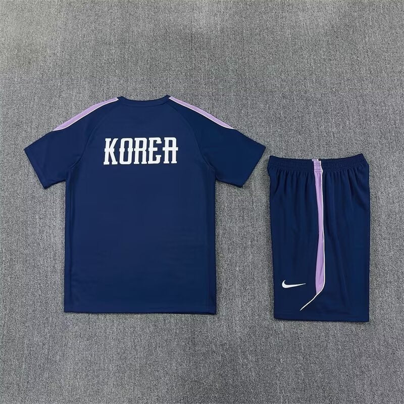 Leazofoot South Korea 2026 training kit in navy blue with light purple accents and white Korea lettering
